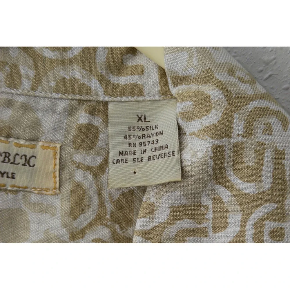Island Republic Mens sz XL Silk Rayon‎ Blend Camp Shirt Tribal resortwear beach